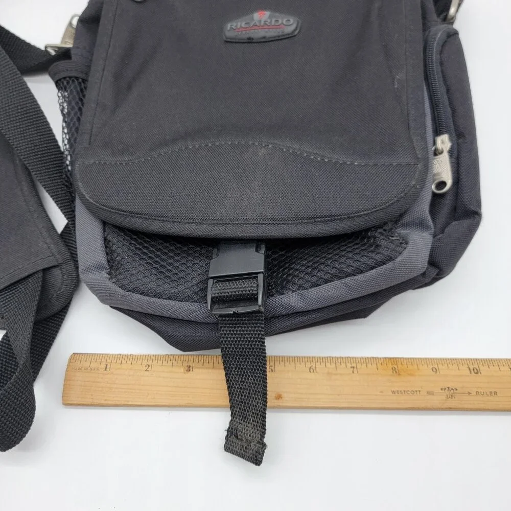 Ricardo Beverly Hills Bag Black Crossbody Nylon Travel Carry‎ On Multi Pockets